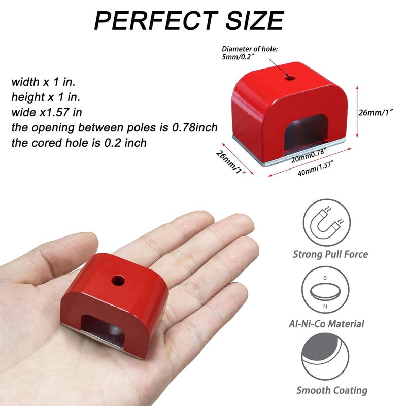AOAUTO Horseshoe Magnet,U Horseshoe Magnet for Nails,Red Cast Alnico 5 Bridge Magnets with Keeper for Home, Office, and DIY - Image 3